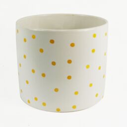 Leaf Gold Dot Planter Plant Pot 18 x 18 x 15cm Gold, White - Size: 18 x 18 x 15 cm
