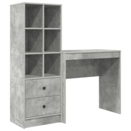 Berkfield Home Desk with Storage Concrete Grey Engineered Wood in Blue - thumbnail 2