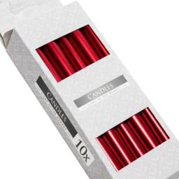 KDMD Red Metallic Taper Candle - Elegant Festive & Decorative Accent - thumbnail 3