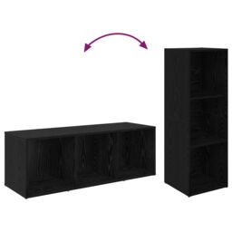 Berkfield Home TV Cabinet with Shelf with Storage 4 pcs Black oak Engineered wood - thumbnail 8