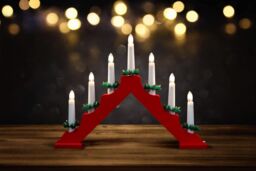 Shatchi Christmas Lantern Wooden White Stainless Steel Warm LED Light Xmas Home Decorations in Red - thumbnail 4