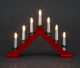 Shatchi Christmas Lantern Wooden White Stainless Steel Warm LED Light Xmas Home Decorations in Red - thumbnail 1