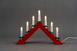 Shatchi Christmas Lantern Wooden White Stainless Steel Warm LED Light Xmas Home Decorations in Red - thumbnail 3