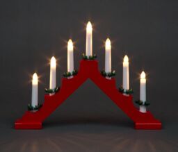 Shatchi Christmas Lantern Wooden White Stainless Steel Warm LED Light Xmas Home Decorations in Red - thumbnail 2