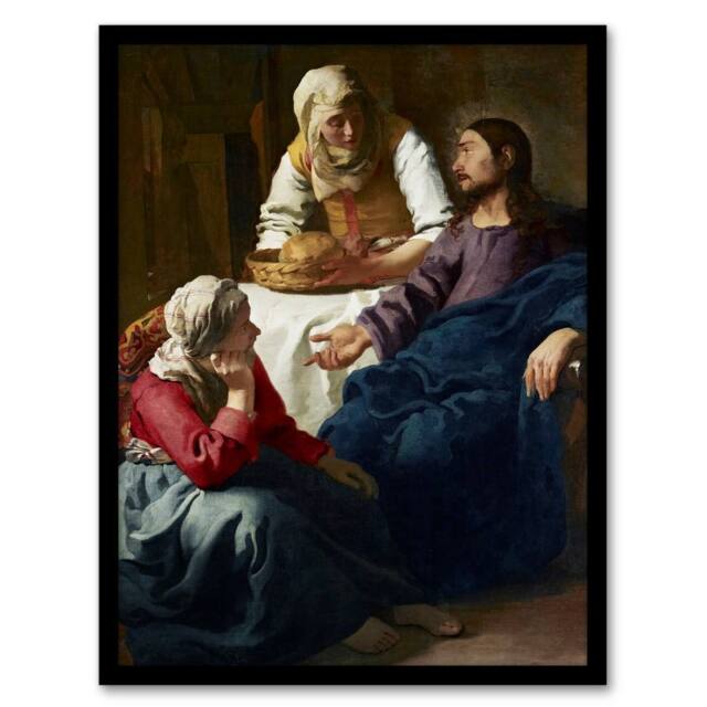 Artery8 Vermeer Framed Wall Art Print Christ in the House of Martha & Mary - Size: A4 - image 1