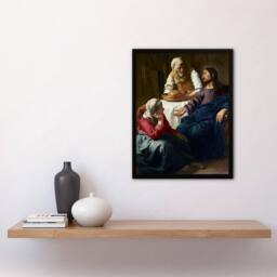 Artery8 Vermeer Framed Wall Art Print Christ in the House of Martha & Mary - Size: A4 - thumbnail 2