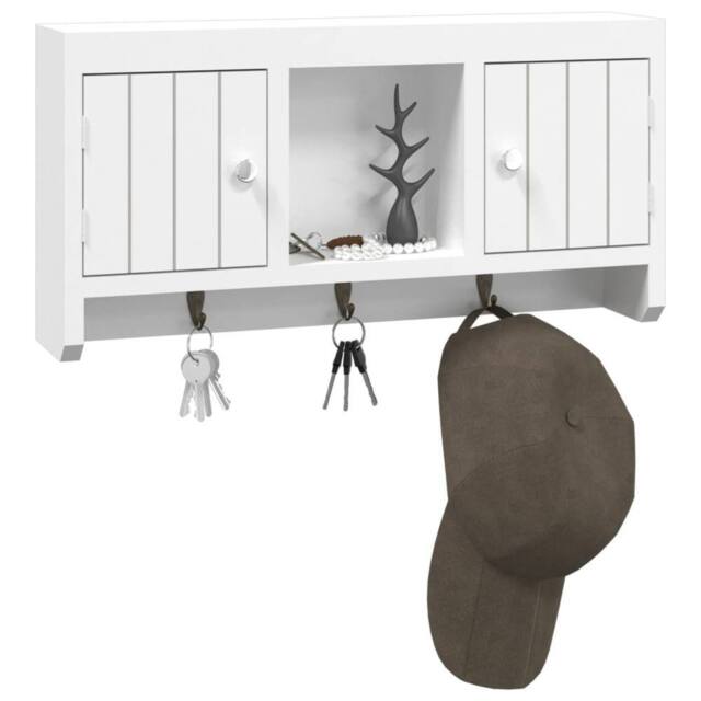 Berkfield Home Key Cabinet White 40x8.5x20 cm Engineered Wood&Steel - image 1