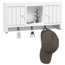 Berkfield Home Key Cabinet White 40x8.5x20 cm Engineered Wood&Steel