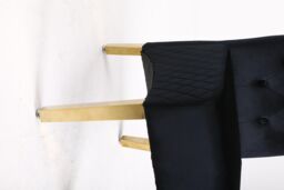 Modernique A Pair (x2) Velvet High Back Dining Chairs with Golden Chrome Knocker & Legs in Black - thumbnail 5
