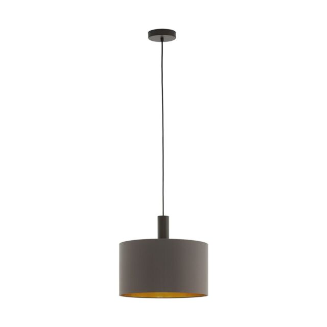 Loops Pendant Light Colour Dark Brown Shade Cappuccino Gold Fabric Bulb E27 1x60W - image 1