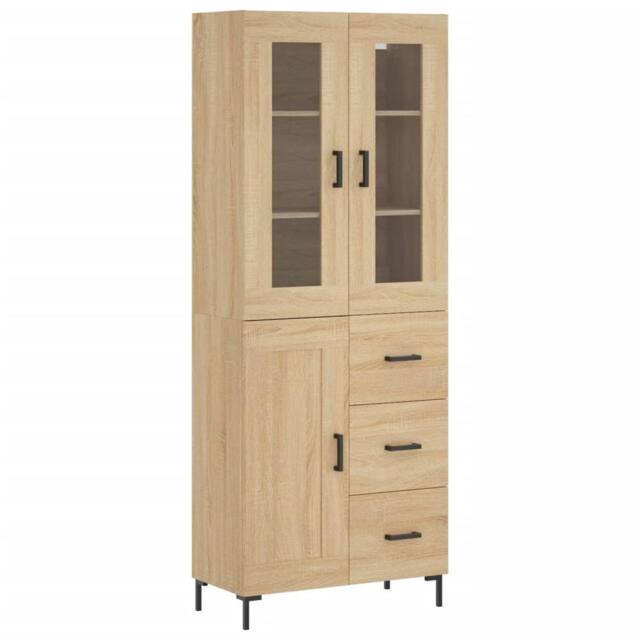 Berkfield Home Highboard Sonoma Oak 69.5x34x180 cm Engineered Wood in Light Brown - image 1