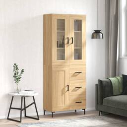 Berkfield Home Highboard Sonoma Oak 69.5x34x180 cm Engineered Wood in Light Brown - thumbnail 2