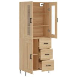 Berkfield Home Highboard Sonoma Oak 69.5x34x180 cm Engineered Wood in Light Brown - thumbnail 4