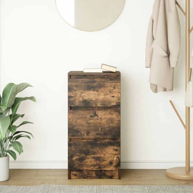 Berkfield Home Sideboard Smoked Oak 37.5x35x76 cm Engineered Wood in Brown - image 1