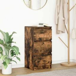 Berkfield Home Sideboard Smoked Oak 37.5x35x76 cm Engineered Wood in Brown - thumbnail 2