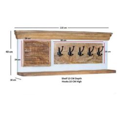 Indian Hub Alfie Hook/Coat Hanger Wall - Mango Wood - L16 x W110 x H40 cm in Brown - thumbnail 9