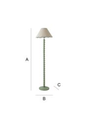 ValueLights Bobbins Sage Green Floor Lamp with Tapered Natural Linen Scallop Shade in Pale Green - thumbnail 9