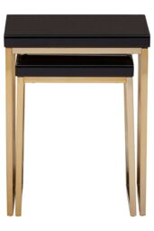 Orsina Durable Set Of 2 Nesting Tables, Glossy Black Topped Corner Table, Modern Design Decorative Table For Lounge - thumbnail 6