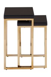 Orsina Durable Set Of 2 Nesting Tables, Glossy Black Topped Corner Table, Modern Design Decorative Table For Lounge - thumbnail 3