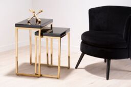 Orsina Durable Set Of 2 Nesting Tables, Glossy Black Topped Corner Table, Modern Design Decorative Table For Lounge - thumbnail 5