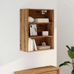 Berkfield Home Hanging Wall Cabinet Artisan Oak 69.5x32.5x90 cm in Brown - thumbnail 3