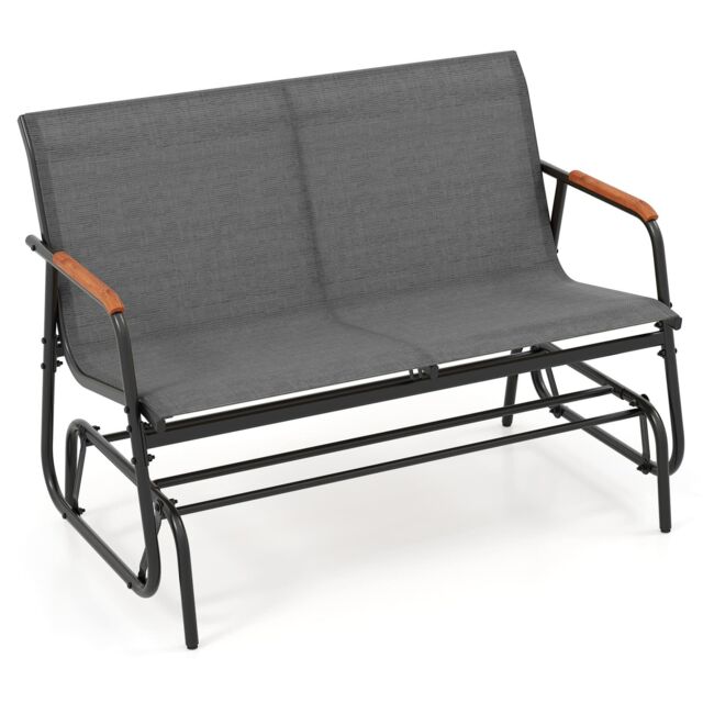 Costway Patio Glider Bench 2-Person Swing Gliding Loveseat in Grey - image 1