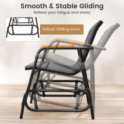 Costway Patio Glider Bench 2-Person Swing Gliding Loveseat in Grey - thumbnail 4
