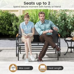 Costway Patio Glider Bench 2-Person Swing Gliding Loveseat in Grey - thumbnail 6