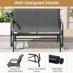 Costway Patio Glider Bench 2-Person Swing Gliding Loveseat in Grey - thumbnail 3