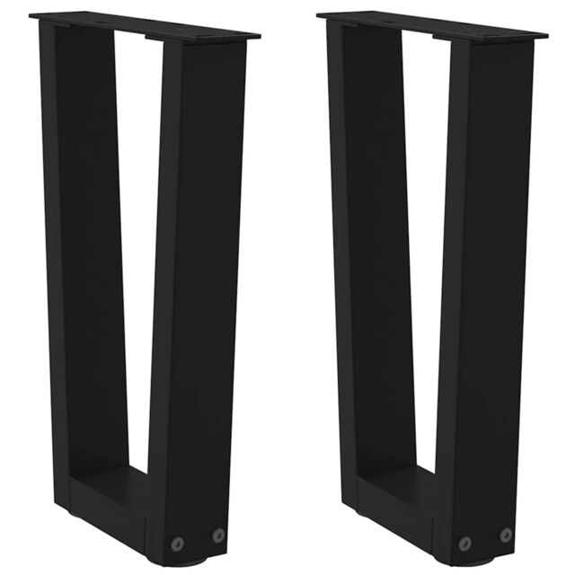 Berkfield Home Dining Table Legs V-Shape 2 pcs Black 28x(42-43.3) cm Steel - image 1