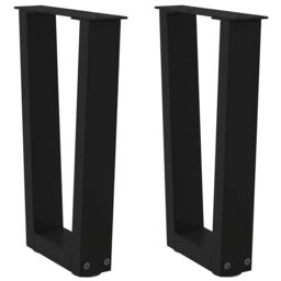 Berkfield Home Dining Table Legs V-Shape 2 pcs Black 28x(42-43.3) cm Steel - thumbnail 1
