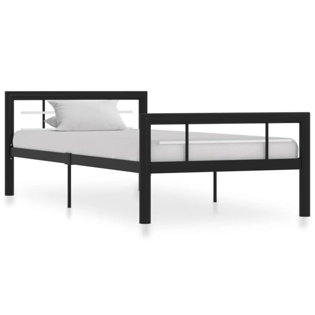 Berkfield Home Bed Frame Black & White Metal 90x200 cm - image 1