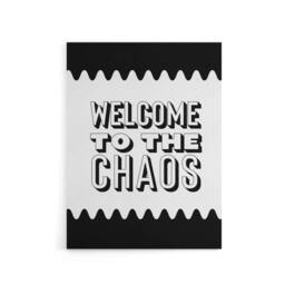 "Artery8 Welcome To The Chaos Black White Modern Funny Canvas Wall Art Print - Size: W12"" x H16""" - thumbnail 1