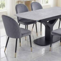 HOME LUXE INTERIOR Sapphire 140-180cm Extending Grey Sintered Stone Table & 6 Liza Chairs - thumbnail 5