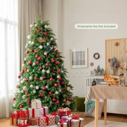 Costway 7ft Hinged Life-Like Christmas Tree W/ 450 LED Lights in Green - thumbnail 1