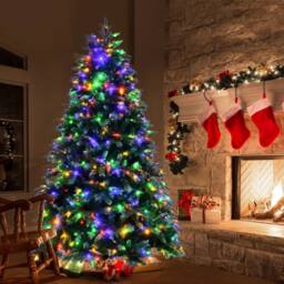 Costway 7ft Hinged Life-Like Christmas Tree W/ 450 LED Lights in Green - thumbnail 4