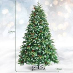 Costway 7ft Hinged Life-Like Christmas Tree W/ 450 LED Lights in Green - thumbnail 2