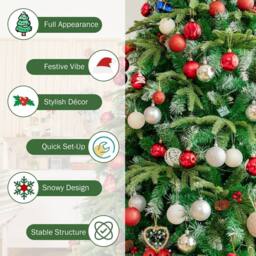 Costway 7ft Hinged Life-Like Christmas Tree W/ 450 LED Lights in Green - thumbnail 8