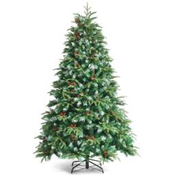 Costway 7ft Hinged Life-Like Christmas Tree W/ 450 LED Lights in Green - thumbnail 3