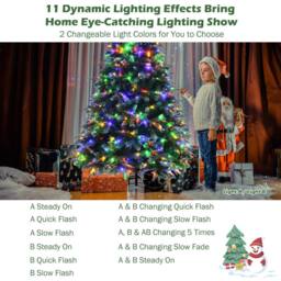 Costway 7ft Hinged Life-Like Christmas Tree W/ 450 LED Lights in Green - thumbnail 9