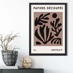 ARTZE Brown & Black Matisse Style Floral Cutout Framed Print SIZE: A2 with Black Frame - Size: A4 - thumbnail 2