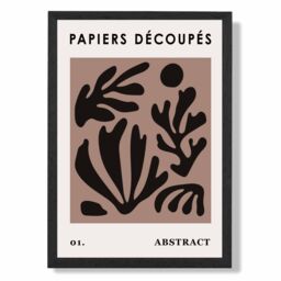 ARTZE Brown & Black Matisse Style Floral Cutout Framed Print SIZE: A2 with Black Frame - Size: A4 - thumbnail 1