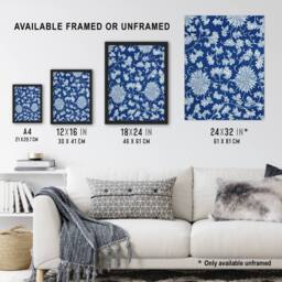"Artery8 Owen Jones Ornamental Flower Pattern in Blue Wall Art Print - Size: W12"" x H16""" - thumbnail 3