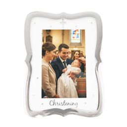 Happy Homewares Christening Picture Frame Nickel Plated with Diamante Cross & Stars in Silver - thumbnail 3
