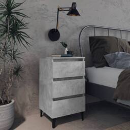 Berkfield Home Bed Cabinet with Metal Legs Concrete Grey 40x35x69 cm - Size: 40 x 35 x 69 cm - thumbnail 2
