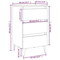 Berkfield Home Bed Cabinet with Metal Legs Concrete Grey 40x35x69 cm - Size: 40 x 35 x 69 cm - thumbnail 9