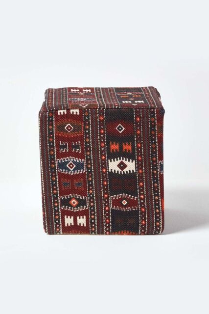Homescapes Kilim Print Cotton Cube Pouffe 36 x 36 x 38 cm - image 1
