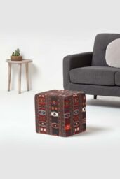 Homescapes Kilim Print Cotton Cube Pouffe 36 x 36 x 38 cm - thumbnail 2