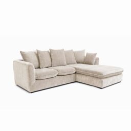 Abakus Direct Lucas Water Repellent Velvet Chenille Left Facing Corner Sofa in Cream - thumbnail 2