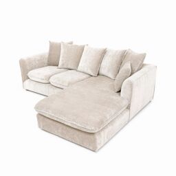 Abakus Direct Lucas Water Repellent Velvet Chenille Left Facing Corner Sofa in Cream - thumbnail 3